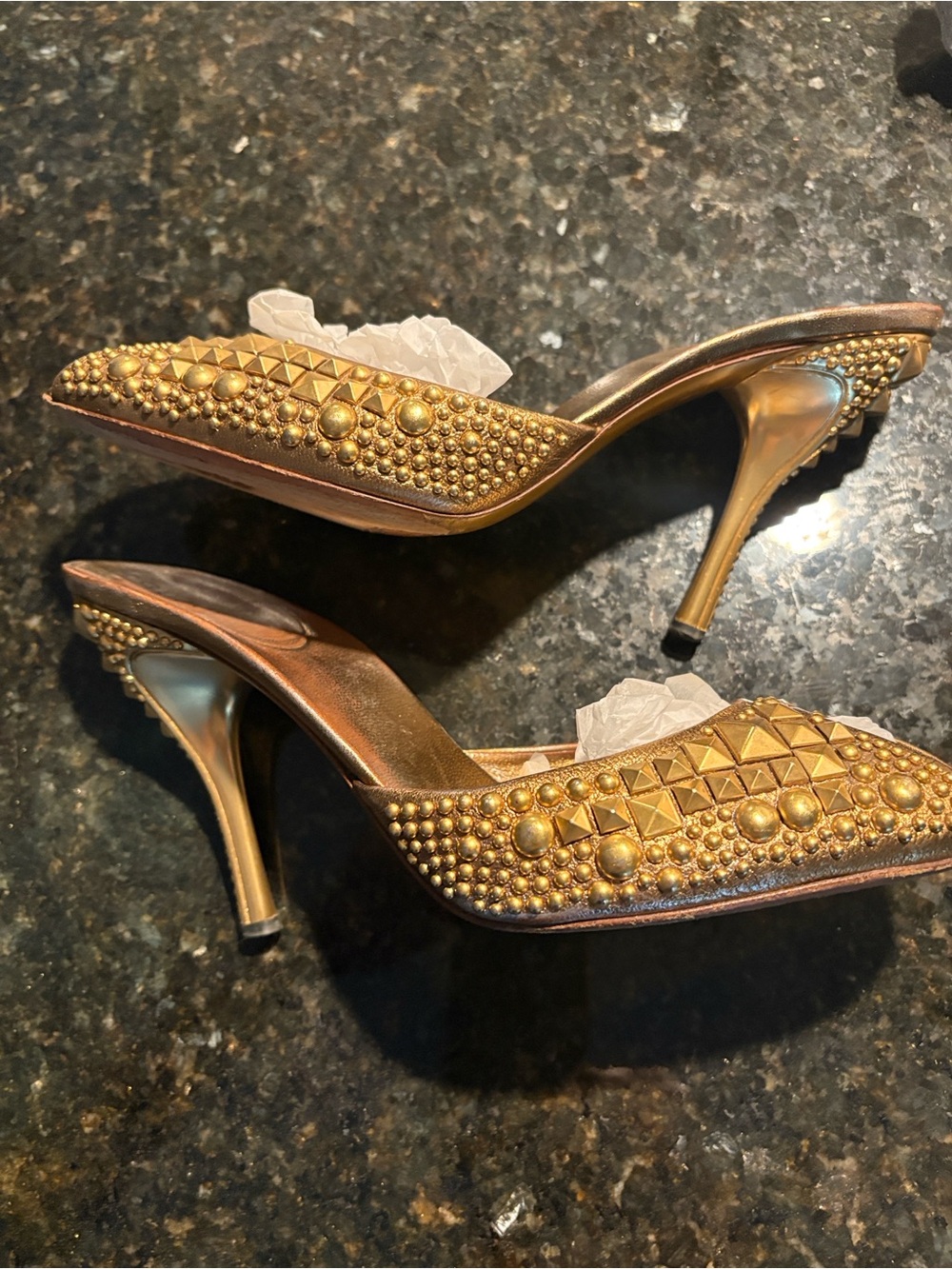 Gucci Tom Ford Gold Studded Pointed-Women’s Heels
